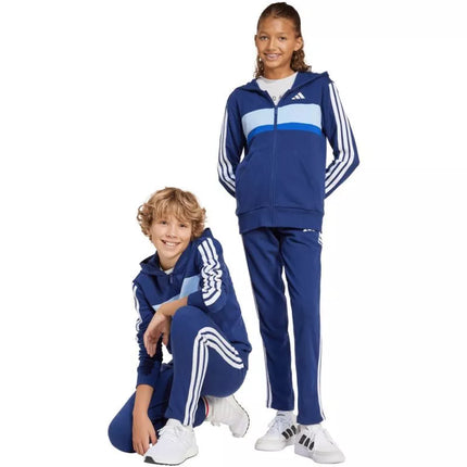 Vaikiškas adidas Seasonal Essentials Tiberio 3 juostelių terry audinio sportinis kostiumas, tamsiai mėlynas JI6035
