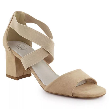 Moteriškos smėlio spalvos slip-on basutės su blokinio tipo kulnu, Filippo DS6920