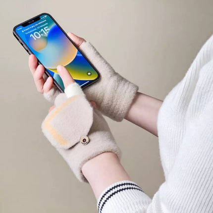 Moterims ir vaikams žiemos pirštinės telefonui - baltos