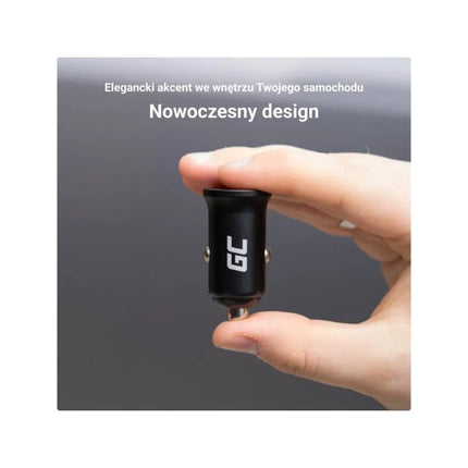 GREEN CELL CAR CHARGER GC POWERRIDE NANO38 38W 6A 1X USB-C 1X USB-A