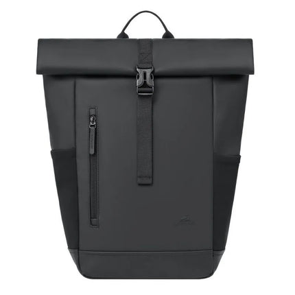 Rivacase Eden Backpack Roll-Up Backpack Black Polyester, Waxed Leather (Pull Up)