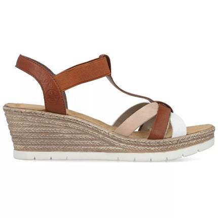 Rieker 61995-81 brown women's wedge sandals