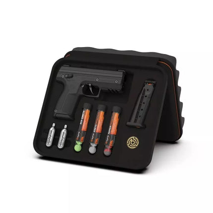 BYRNA SD JUODAS guminės ir pipirų kulkelės pistoletas k.68 CO2 8g rinkinys