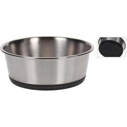 DOG AND CAT BOWL STAINLESS STEEL 17X6.5CM RUBBER BASE DOGS COLLECTION