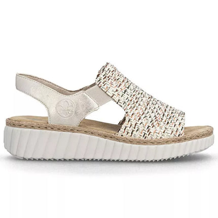Women's beige woven platform sandals Rieker 69276-60