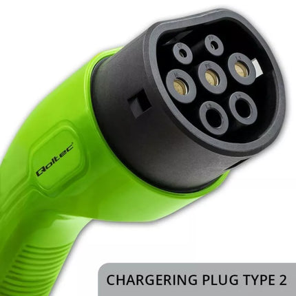Qoltec 52476 Mobile charger for electric car EV with regulation 2 in 1 Type 2 | 3.5kW | 230V | Wi-fi | LCD | Portable | Wallbox | 5m