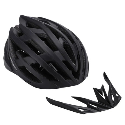 Wozinsky MTB dviratininko šalmas su nuimamu vizoriu ir galiniu USB žibintu L - Juodas
