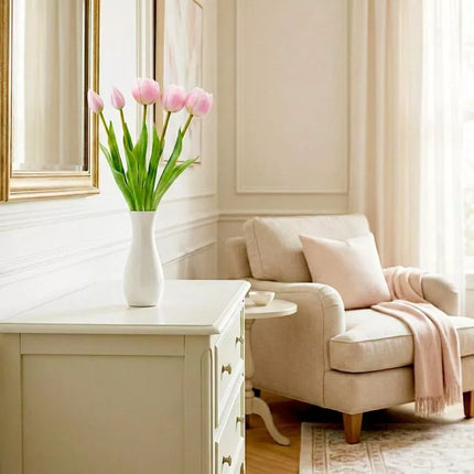 BOUQUET OF 5 PINK PEONY TULIPS 39 CM LIFE-LIKE SPRING DECORATION