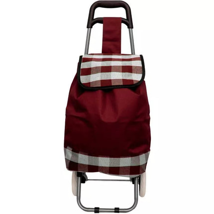 TROLLEY SHOPPING BAG ON WHEELS WITH FRAME 31L RED WHITE