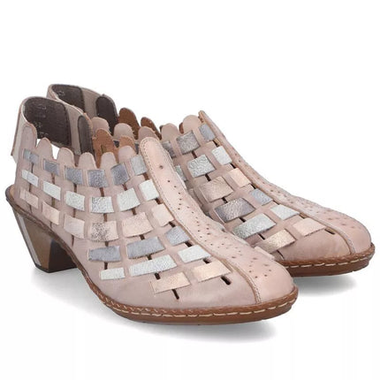 Women's leather high-heeled shoes, comfortable and flexible, cream Rieker 46778-64