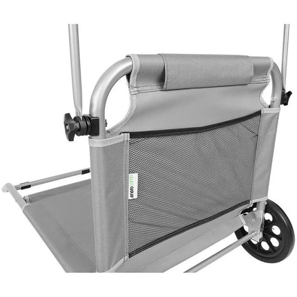 FOLDABLE BEACH CHAIR WITH CANOPY ON WHEELS 116x62x62-90CM GRAY