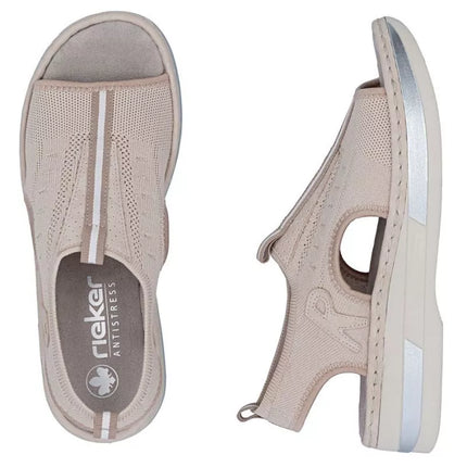 Women's pink slip-on platform sandals Rieker V59B5-31