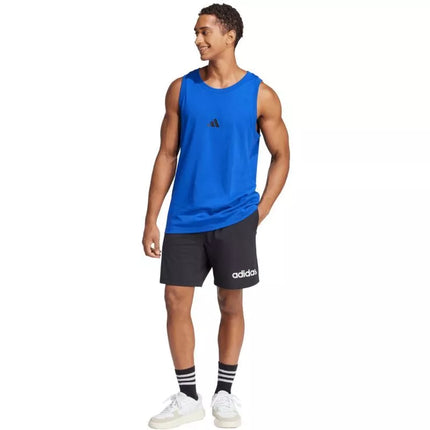 Vyriški adidas Essentials marškinėliai be rankovių su mažu logotipu mėlyni JE8978