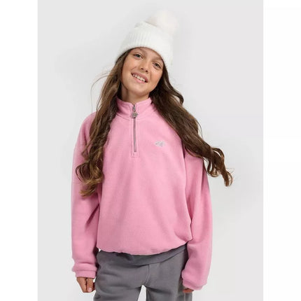 Šilta oversize fliso striukė su stovimos apykaklės mergaitėms 4F 4FJRAW25TFLEF441-54S