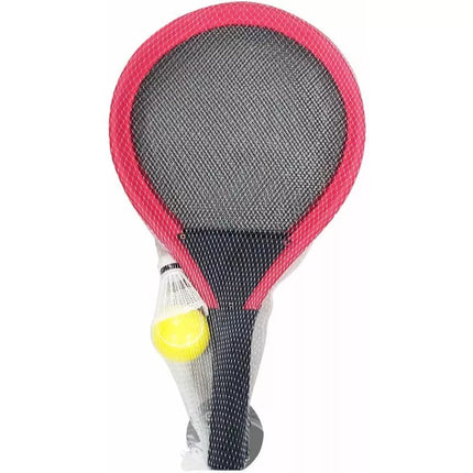 2 RAKEČIŲ, PLUNKSNINUKO IR KAMUOLIO KOMPLEKTAS TENISO IR BADMINTONO ŽAIDIMAMS ENERO TOYS