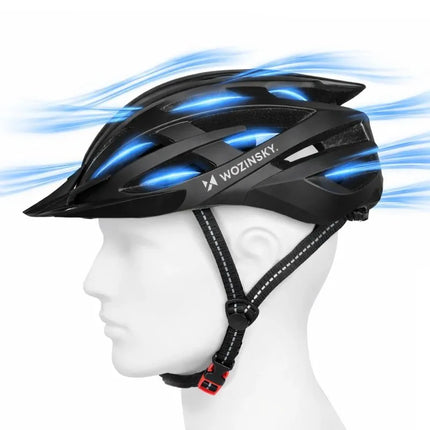 Wozinsky MTB Bike Helmet with Removable Visor and Rear USB Light L - Black