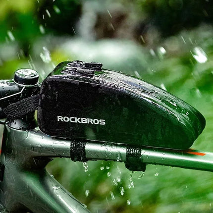 Rockbros AS-019 vandeniui atsparus dviračio rėmo krepšys 1,5 l – juodas