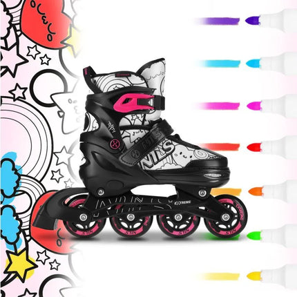NH10907 4in1 ROLLER SKATES WITH EXTENDED HOCKEY BLADES TINTS PINK SIZE M (35-38) NILS EXTREME