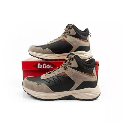 Lee Cooper men's winter hiking boots, insulated, high-ankle, beige, black