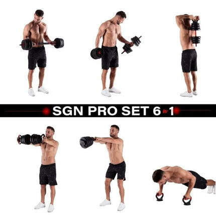 HMS SGN130 6-in-1 weight set (barbell, dumbbells and kettlebell) 30kg