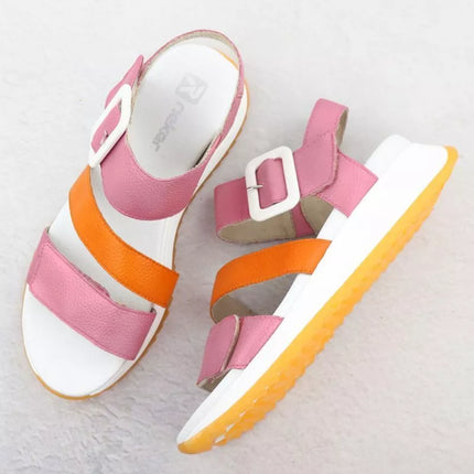 Rieker W2950-31 Women's Pink Leather High Heel Sandals