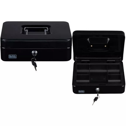 Metalo dėklas pinigams ir dokumentams 25x8,5x18cm juodas + DECKER