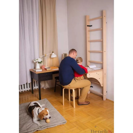 WOODEN PULL-UP LADDER WITH DESK BENCHK 112