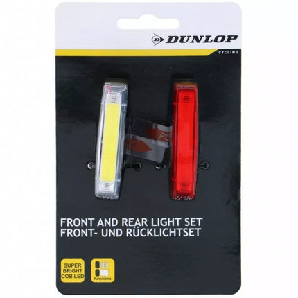 BLACK DUNLOP LED BIKE LAMP SET FRONT AND REAR