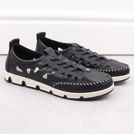 Rieker W RKR652 tamsiai mėlyni atviri odiniai batai