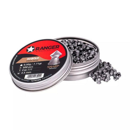 4,5 mm RANGER Diabolo Klasikiniai granulės su grioveliais, raižytas galiukas, 500 vnt. 0,50 g
