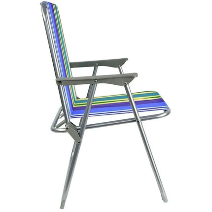 REDCLIFFS FOLDING CHAIR WITH ARMRESTS, BLUE STRIPES