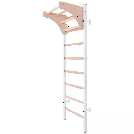 GYMNASTIC WOODEN AND METAL WALL BAR WITH 4 HANDLES WITH A WOODEN BAR BENCHK 211W