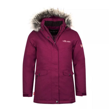 Trollkids Girls Oslo Coat XT winter jacket with hood, pink (180-229)