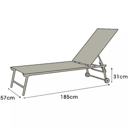 Sodo poilsio kėdė 185x57x31 cm pilka
