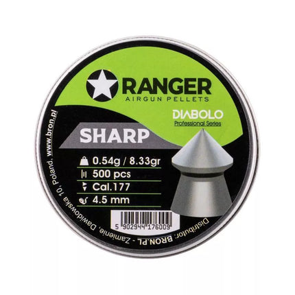 4,5 mm RANGER Diabolo Profesionalūs Šratai Aštriu Antgaliu 500 vnt. 0,54 g
