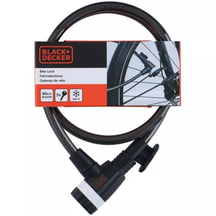 BICYCLE LOCK WITH CABLE LOCK 10x900MM WITH HANDLE BLACK+DECKER