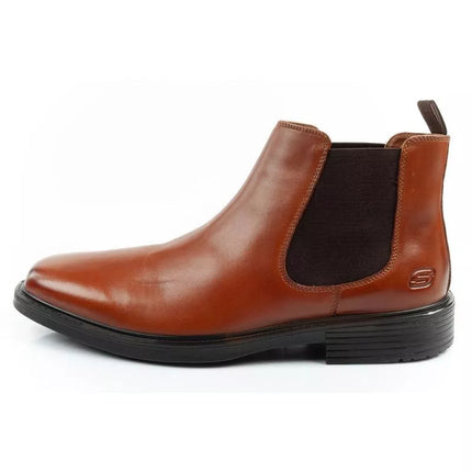 Skechers men's shoes Chelsea boots Miller-Boris elegant leather brown