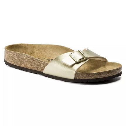 Birkenstock Madrid Birko-Flor Gold women's regular wide gold flip-flops (1016106)
