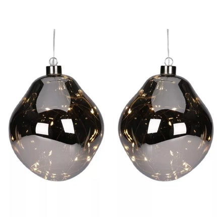 GLASS DROP MATRIX BALL 2 PCS LED 12 CM ANTHRACITE