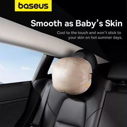 Baseus ComfortRide Serijos automobilinė galvos atramos pagalvėlė su 2 medžiagomis - smėlio spalvos