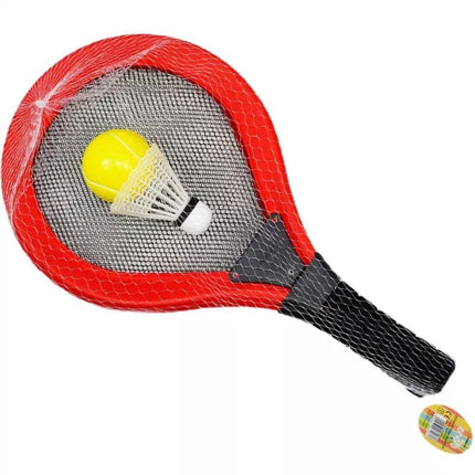 2 RAKEČIŲ, PLUNKSNINUKO IR KAMUOLIO KOMPLEKTAS TENISO IR BADMINTONO ŽAIDIMAMS ENERO TOYS