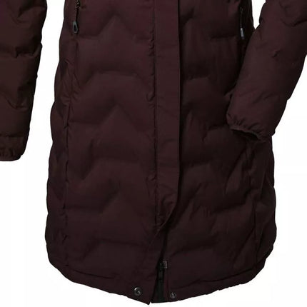 Killtec KOW 9 moteriška dygsniuota striukė su gobtuvu, neperšlampamas ilgas žieminis parkas, bordo spalvos (41806/447)