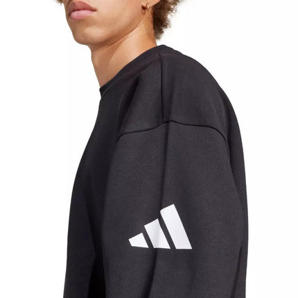 Men's adidas Essentials Loose Fit 3 Bar Logo Sweatshirt Black JF3542