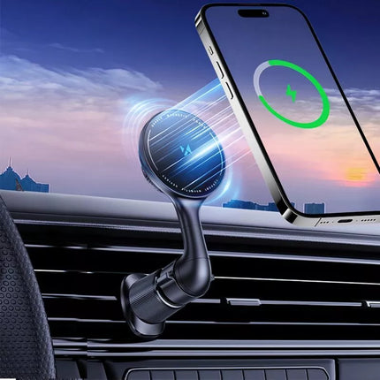 Wozinsky WCT5-6S4Y Automobilinis laikiklis su 15W Qi/MagSafe indukcine įkrova automobilio ventiliacijai - Juodas