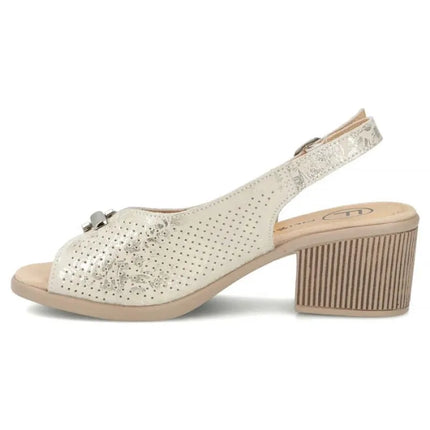 Women's leather sandals on a block, gold Filippo DS7645
