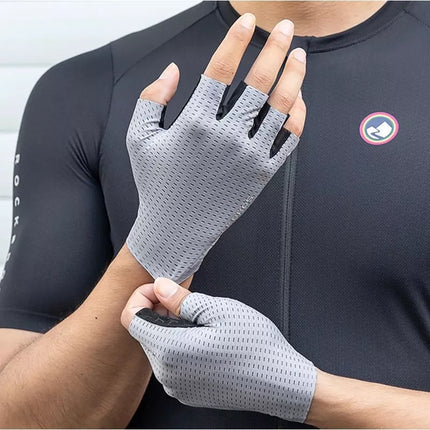 Rockbros Breathable Short Finger Cycling Gloves Size: M - Grey