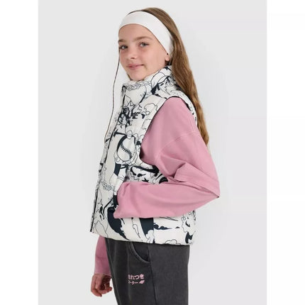 Girls' down vest with synthetic filling 4F 4FJRAW25TVJAF320-11A