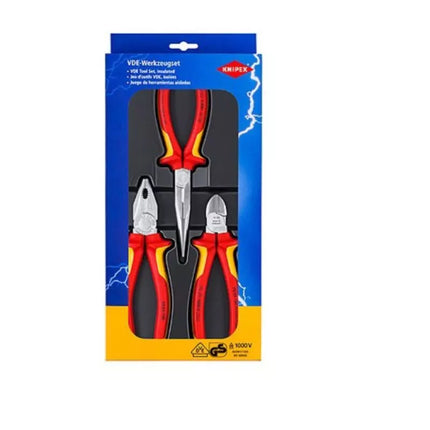 Knipex Izoliuotos elektrikų replės, Universalios, Pusapvalės, Pjovimo replės, 3 vnt.