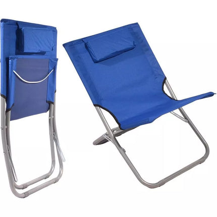 FOLDABLE BEACH CHAIR WITH HEADREST 47X61X58CM NAVY BLUE