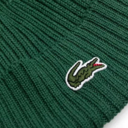 Lacoste Ribbed Wool Beanie Green - RB0001-132